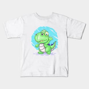 Cartoon dino walking Kids T-Shirt